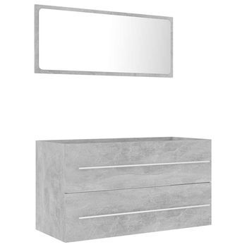 Set Muebles De Baño 2 Piezas Madera Contrachapada Gris Hormigón Vidaxl