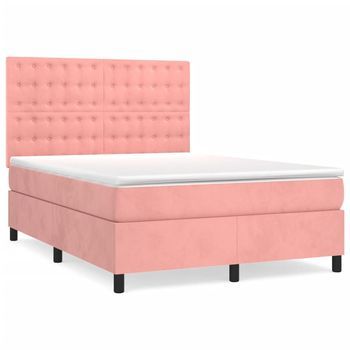 Cama Tapizada 193x144x128 Cm Terciopelo - Rosa