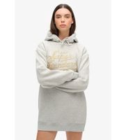 superdry para mujer w8011756a vestido con capucha y logotipo metalizado luxe gris xxsxs casual algodon manga larga