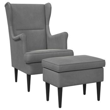 Sillón Con Pouf 2 Uds. Gris Oscuro Terciopelo Vidaxl