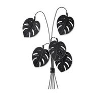 decoracion pared de metal monstera negro 60x100x12 cm
