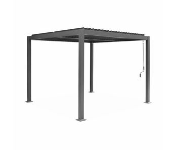 Pérgola bioclimática 3x3m de lamas de aluminio y acero antracita - 292x292x231 cm