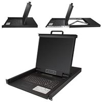 startechcom consola kvm de 16 puertos para montaje en rack - teclado qwerty - con cables de 18m - conmutador kvm con monitor lcd de 19 - switch kvm lcd 1u osd mtbf 50000 - usb  vga