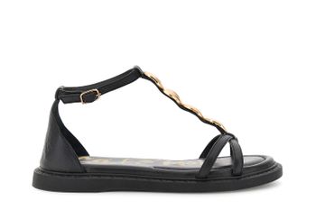 sandalias de piel napa con accesorios dorados black