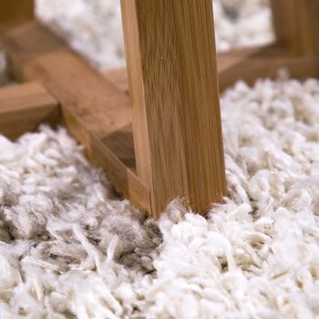 Alfombra peluda Kalea beige 80 cm redondo