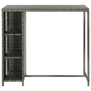Mesa Bar | Mesa De Bistró Estante Almacenaje 120x60x110cm Ratán Sintético Gris