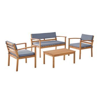 Conjunto De Jardín De Madera De Acacia, 4 Plazas, Gris
