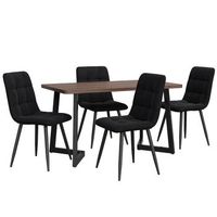 conjunto comedor nogal 117 x 68 cm con 4 sillas de terciopelo negro