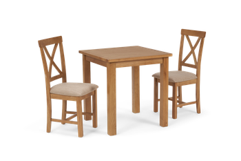 Noah Square Dining Table with Cross Back Chairs - Oak, 2 Chairs