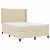 cama box spring led con cabecera crema 140 x 190 cm tela vidaxl