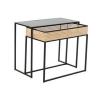 mesa centro set 2 metal ratan 60x30x50 rejilla