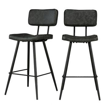 Set de 2 taburetes para isla de cocina de sintético gris/negro 66 cm