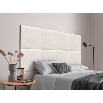 Dhome Cabecero Tapizado Compuesto De Paneles Autoadhesivos Intercambiables Serie Luxury Edition Cama Lujo Dormitorio (ethnic White, 110cm)