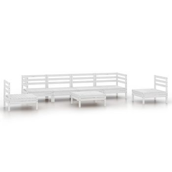 Juego De Muebles De Jardín 7 Piezas Madera Maciza Pino Blanco