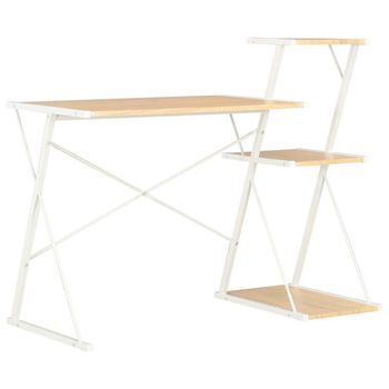 Escritorio Con Estantería Blanco Y Roble 116x50x93 Cm Vidaxl