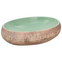 lavabo de bano moderno  lavabo sobre encimera ovalado ceramica verde marron 59x40x15 cm
