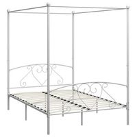 cama matrimonial  cama para adultos  estructura de cama con dosel metal blanco 140x200 cm