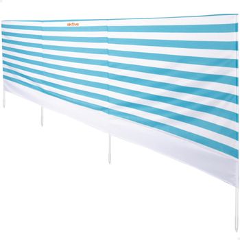 Aktive - Paravientos playa, 480x100 cm, rayas marineras, tejido poliéster, estructura acero, incluye 4 varillas, protección UV30, bolsillo, funda de transporte con asa, cortavientos para la playa