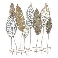 panel decorativo 3d en metal y madera marron cm 75x25x87