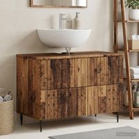 vidaxl mueble de lavabo para bano zwolle madera envejecida
