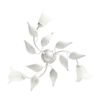 olga - lampara de techo blanca con cristal alabastro y acabado plata antigua 3 luces o67 cm