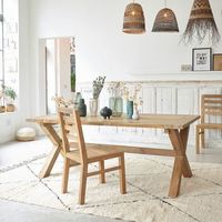 mesa de comedor de teca reciclada maciza para 8 personas