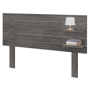 Dhome Cabecero Con Estantes De Madera Reciclada Dm Colgante Pared Estilo Palet Horizontal Con Patas 135x46cm Cama Vintage Nordico (135cm, Ceniza Madera)