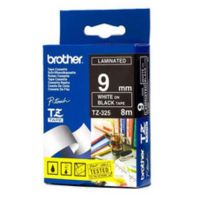 cinta para impresora de etiquetas brother tz-325 blanco sobre negro 9 mm