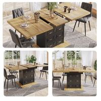 mesa de comedor extensible - comedor - mdf y metal - madera natural 110-140x80x75cm