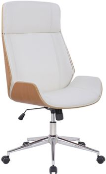 Silla de oficina giratoria regulable en simil cuero natural/blanco
