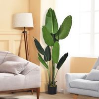 palmera tropical artificial con maceta negra bonsai falso de interior con 10 hojas realisticas verde 160 cm