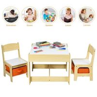 3 uds grupo de asientos para ninos muebles para ninos juego de asientos para ninos mesa para ninos con 2 sillas de madera mesa para pintar 3 en 1
