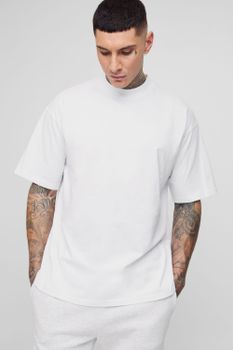 Camiseta Tall Básica Oversize Con Cuello Extendido, Blanco