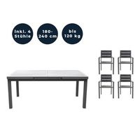 grupo de asientos de jardin calido madera que incluye mesa de jardin extensible y 4 sillas