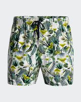 banador short con estampado tropical