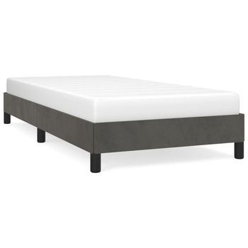 Cama Individual | Cama Para Adultos | Estructura De Cama De Terciopelo Gris Oscuro 90x200 Cm