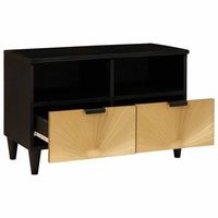 mueble de tv  mueble de salon  gabinete de tv con cajon negro y dorado 70 x 33 x 46 cm
