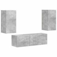 conjunto de mueble para tv de pared 4 uds  mueble de salon  gabinete de tv gris concreto