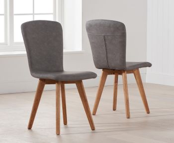 Tivoli Retro Faux Leather Grey Dining Chairs - Grey