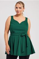 yours london top sin mangas peplum verde oscuro mujer curvy y tallas grandes yours london
