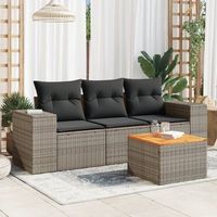 conjunto de sofas de jardin 4 uds  mueble jardin mesa y sillas y cojines ratan sintetico gris cfw589486