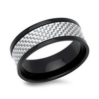 anillo de acero inoxidable negro con incrustacion de carbono
