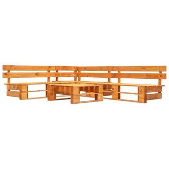 4 Piezas Set De Muebles De Palets De Jardín | Sofá De Exterior Madera Marrón Miel Cfw17647