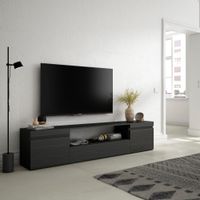 mueble tv efecto madera negro 200x35x45cm