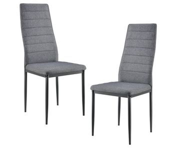 Set de 2x sillas de comedor lidköping tapizadas de tela y acero - 96 x 43 x 52 cm gris [en.casa]