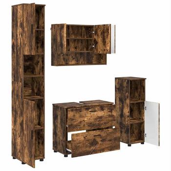 Juego De Muebles De Baño 4 Uds. Roble Ahumado 35 X 30 X 192 Cm Vidaxl