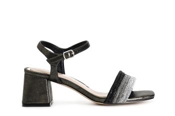 sandalias gilda efecto laminado con bandas de pedrería por delante black 41