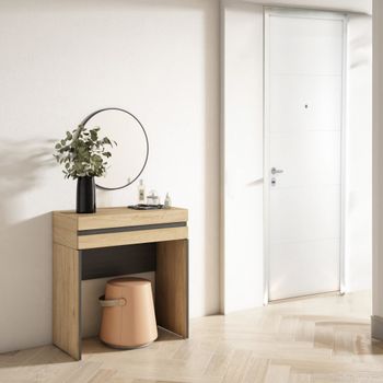 Consola entrada efecto madera roble 70x35x75cm