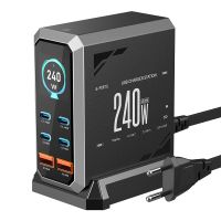 gan tech blitzwolf bw-s31 cargador usb pd de 240w con 6 puertos 4usb-c2usb-a qc pd pantalla digital de carga rapida