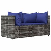2 uds sofas de esquina jardin  sofa de exterior con cojines ratan sintetico gris